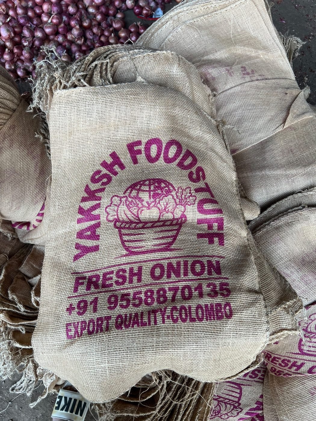 Yakksh Foodstuff branded fresh onion bags in trade operations